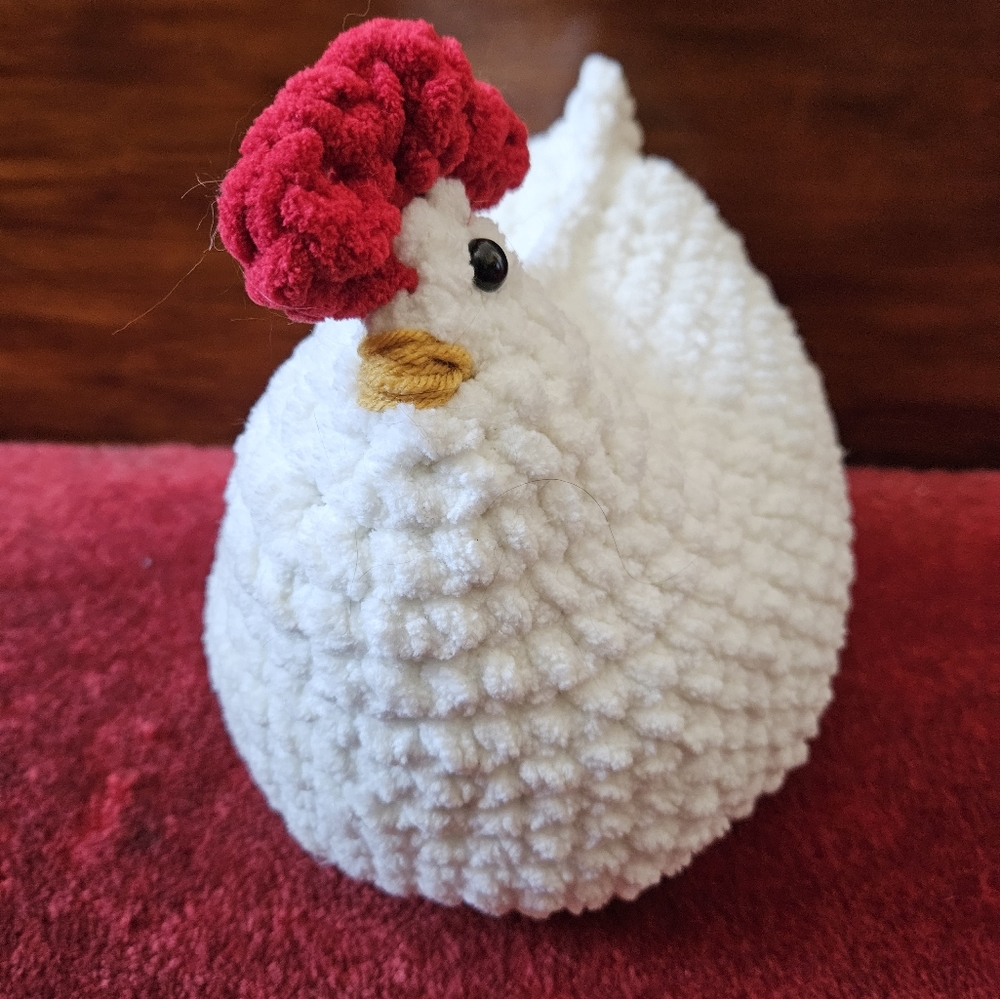 White Chunky Crochet Chicken Rooster amigurumi doll - Picture 5 of 11